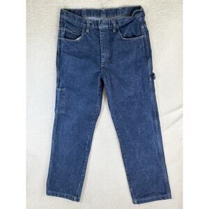 Vintage Bulwark FR Carpenter Jeans Mens 34x32 Blue ARC Hammer Loop Side Pocket